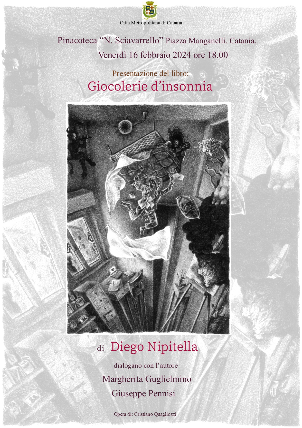 Pinacoteca, Diego Nipitella presenta il suo “Giocolerie d’Insonnia”