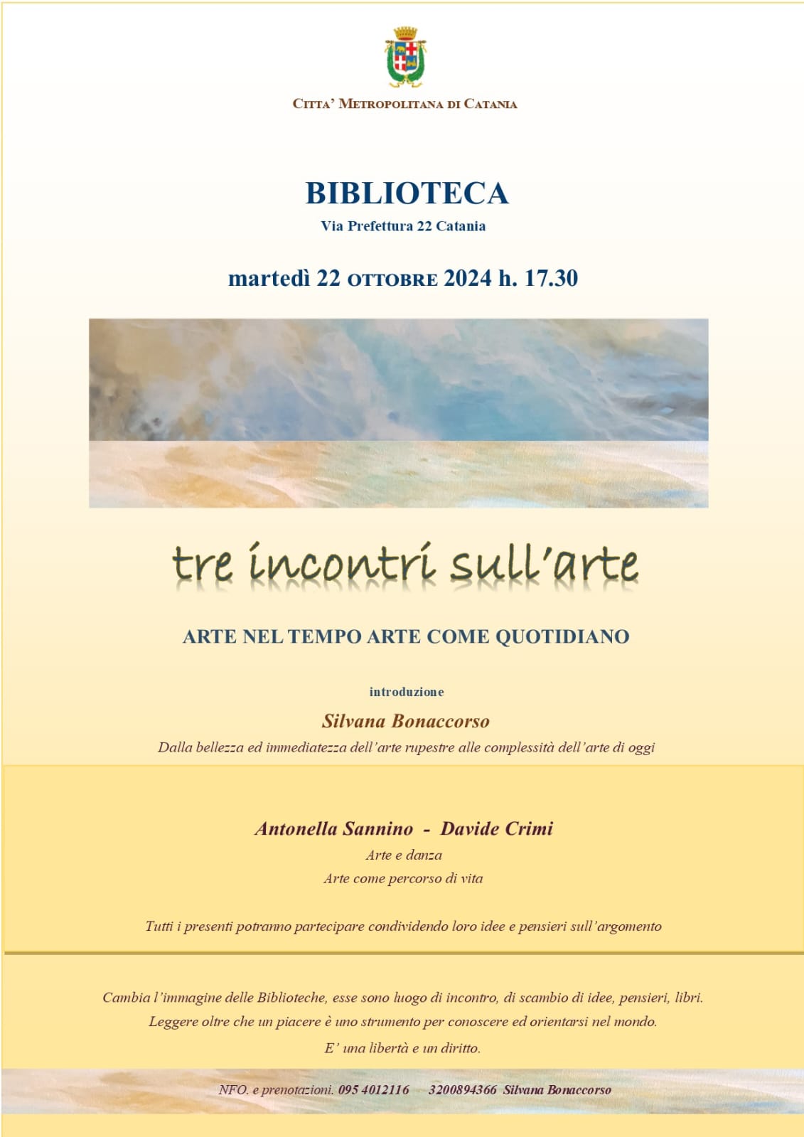 Biblioteca provinciale, martedì 22 "Tre incontri sull'Arte" 