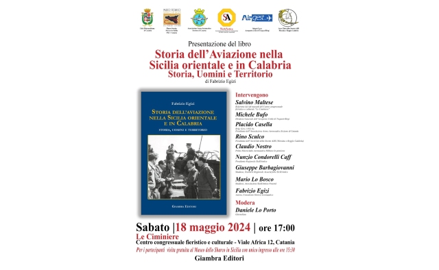 Sabato 18 presentazione del volume “Storia dell’Aviazione nella Sicilia orientale e in Calabria”